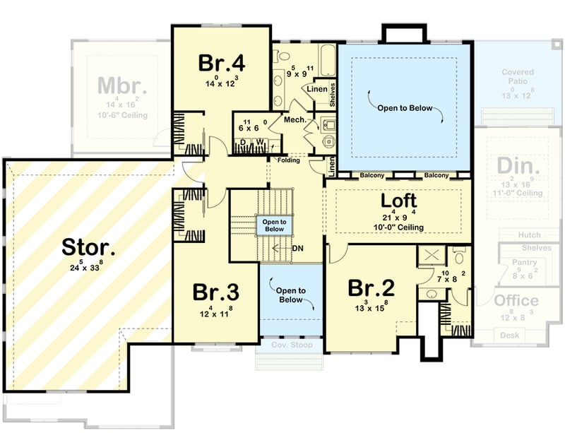 Plan 623668DJ:  Transitional House Plan with Four Bedrooms and Three Car Garage - Floor Plan -  - European, Modern, New American, Transitional
