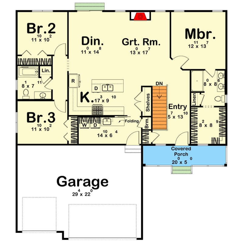 Plan 623670DJ: Modern Farmhouse House Plan with 3 Bedrooms and 3-Car Garage - Floor Plan - - Modern Farmhouse, New American