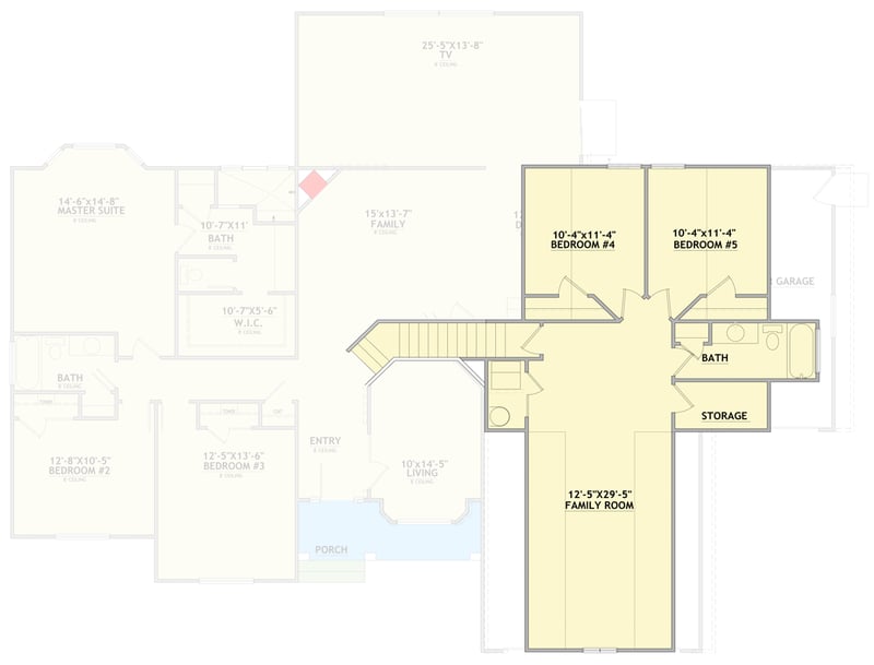 Plan 849170PGE: Traditional Five Bedroom House Plan with Three Car Garage - Floor Plan - 2nd Level
 - Craftsman, Mountain, New American, Traditional