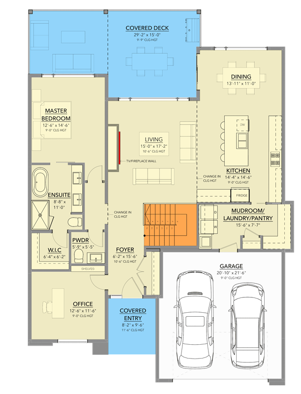 Plan 144121UPR: Contemporary Modern House Plan with 3 Bedrooms and Walkout Lower Level - Floor Plan - Main Level - Contemporary, Craftsman, Modern, Northwest, Transitional