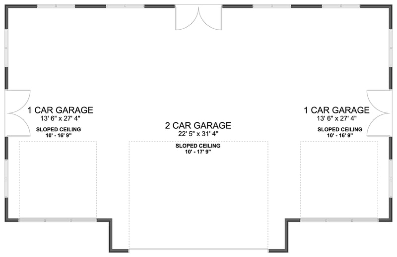 Plan 61769UT: Contemporary Four Car Detached Garage House Plan with Spacious Workshop - Floor Plan - - Contemporary, Modern