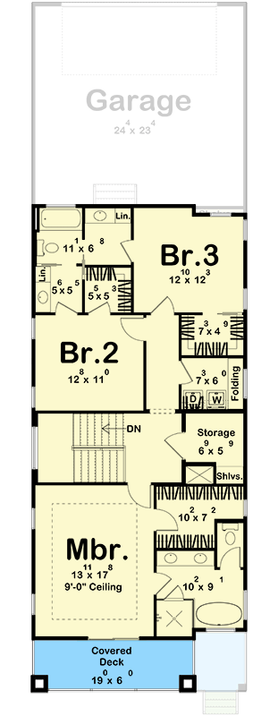 Plan 623671DJ: Modern Farmhouse House Plan with Three Bedrooms and Rear Entry Garage - Floor Plan -  - Farmhouse, Modern, New American