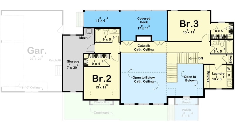 Plan 623672DJ: Modern Transitional House Plan with 3 Bedrooms and Attached 3-Car Garage - Floor Plan - - Modern, Transitional