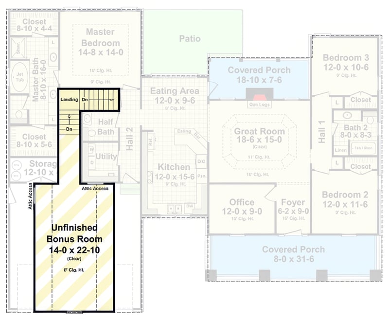 Plan 51405MM: Modern Farmhouse House Plan with 3 Bedrooms and Optional Bonus Room - Floor Plan - Optionally Finished Bonus - Craftsman, Modern Farmhouse, Ranch
