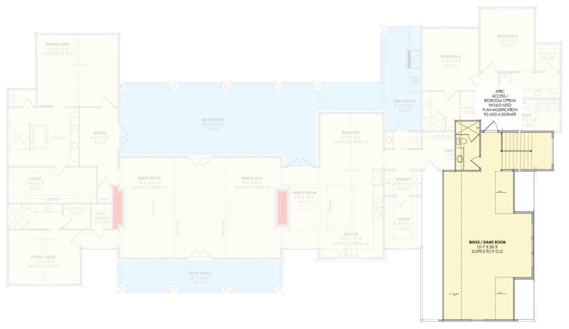 Plan 818221JSS: Modern Mountain Farmhouse House Plan with 5 Bedrooms and 4,773 Square Feet - Floor Plan - 2nd Level - Modern, Modern Farmhouse, Mountain, New American, Scandinavian, Transitional