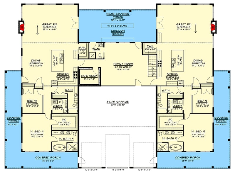 Plan 135474GRA: Modern Barndominium House Plan for Multi-Generational Living - Floor Plan - - Barndominium, Contemporary, Modern, New American