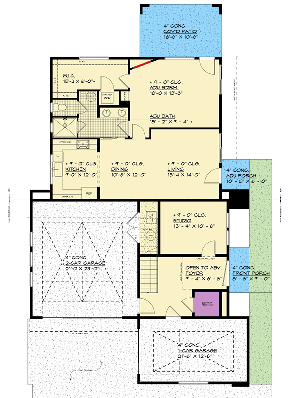 Plan 666323RAF: Contemporary Northwest House Plan with Attached ADU and Rooftop Deck - Floor Plan - - Contemporary, Modern, Northwest