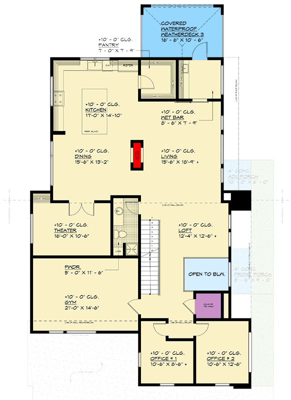Plan 666323RAF: Contemporary Northwest House Plan with Attached ADU and Rooftop Deck - Floor Plan - - Contemporary, Modern, Northwest