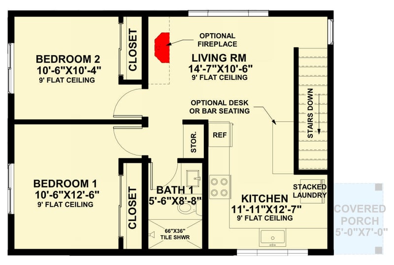 Plan 420210WNT: Contemporary Northwest Cabin House Plan with Two Bedrooms and Drive-Under Garage - Floor Plan - 2nd Level - Cabin, Contemporary, Northwest