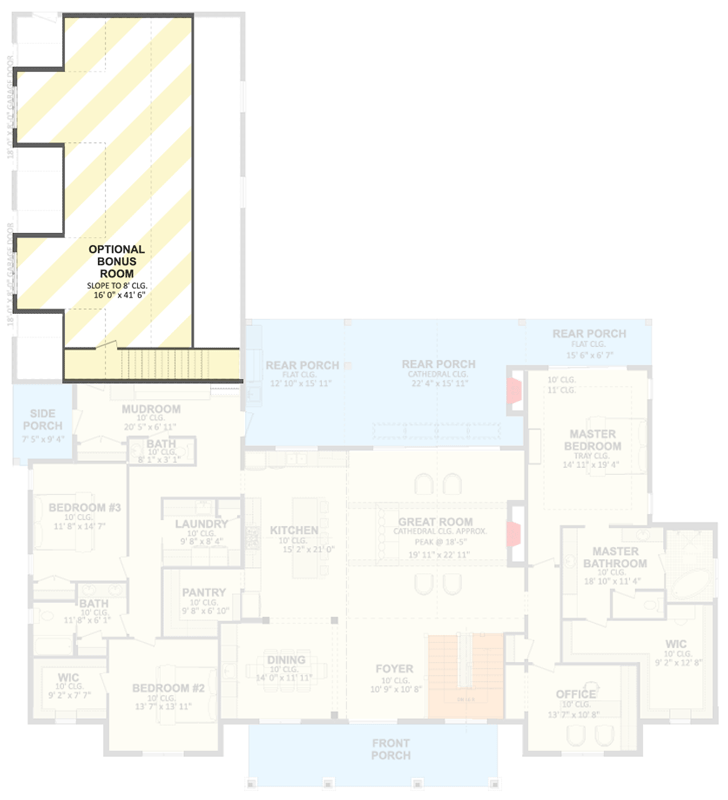 Plan 911080JVD: Spacious Modern Farmhouse House Plan with Three Bedrooms and Large Garage - Floor Plan - Optional Bonus Room - Country, Craftsman, Farmhouse, Modern Farmhouse, New American