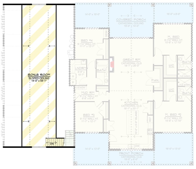 Plan 135477GRA: Modern Farmhouse House Plan with Four Bedrooms and Attached Four-Car Garage - Floor Plan - 2nd Level - Country, Craftsman, Farmhouse, Modern Farmhouse, New American