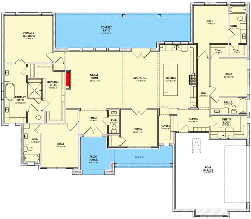 Plan 440056PWL: Modern Transitional House Plan with 4 Bedrooms and ...