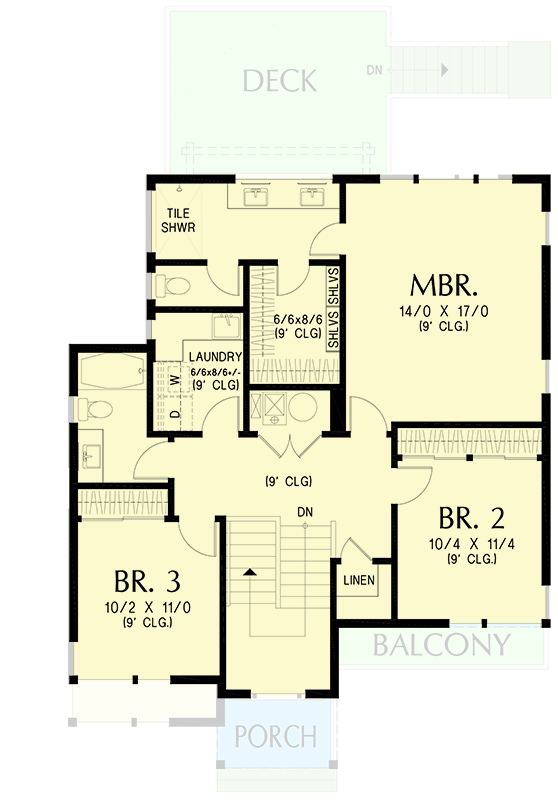 Plan 69931AM: Contemporary Four Bedroom Mountain House Plan with Attached Garage - Floor Plan -  - Contemporary, Modern, Mountain