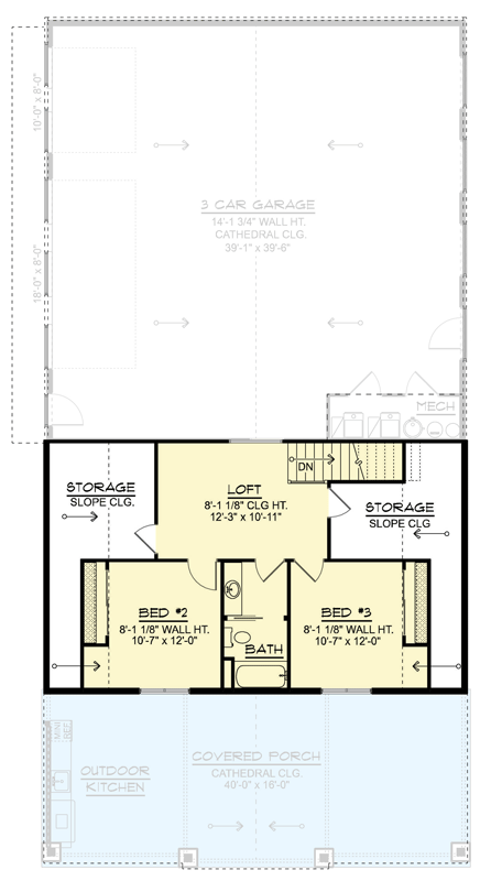 Plan 135479GRA: Modern Barndominium House Plan with 3 Bedrooms and Expansive Outdoor Kitchen - Floor Plan - 2nd Level - Barndominium, Country, Craftsman, New American