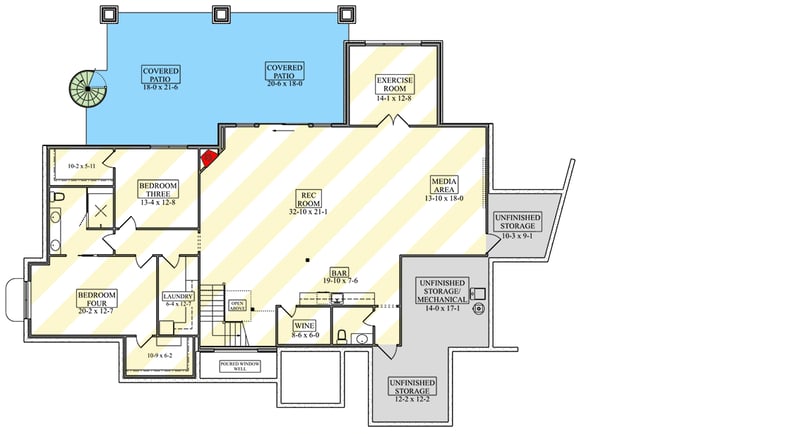 Plan 95401RW: Contemporary Mountain House Plan with 3,141 Square Feet and RV Garage - Floor Plan -  - Contemporary, Mountain, New American, Ranch