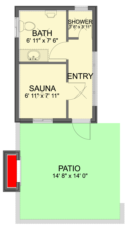 Plan 61774UT: Contemporary Poolside Cabana House Plan with Outdoor Fireplace - Floor Plan - - Contemporary