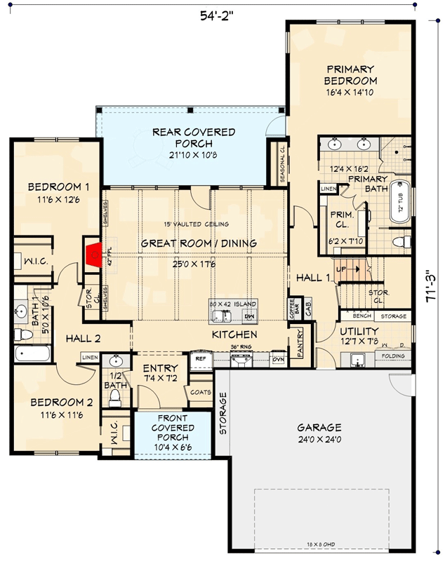 Plan 28955JJ: 3-Bedroom Modern Farmhouse Plan with 2-Car Garage and Optional Bonus Room - Floor Plan -  - Country, Modern Farmhouse, New American, Traditional