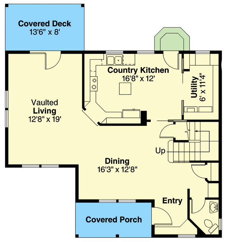 Plan 720203DA: Three Bedroom Farmhouse House Plan with Upstairs Primary Suite - Floor Plan - - Country, Craftsman, Farmhouse, Traditional