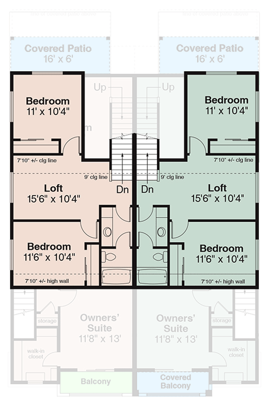 Plan 720206DA: Modern Craftsman Duplex House Plan with Three Bedrooms and Balcony - Floor Plan - 2nd Level - Contemporary, Craftsman, Modern