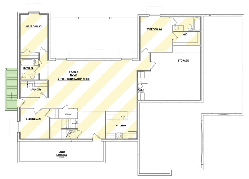 Plan 849183PGE: Spacious Farmhouse House Plan with Three Car Garage and Flexible Bedrooms - Floor Plan - Optionally Finished Basement Level - Craftsman, Farmhouse, Traditional