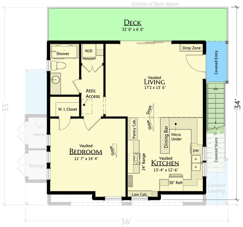 Plan 180033VNW: Carriage House Plan Featuring One Bedroom and Spacious Garage - Floor Plan - - Carriage, Farmhouse