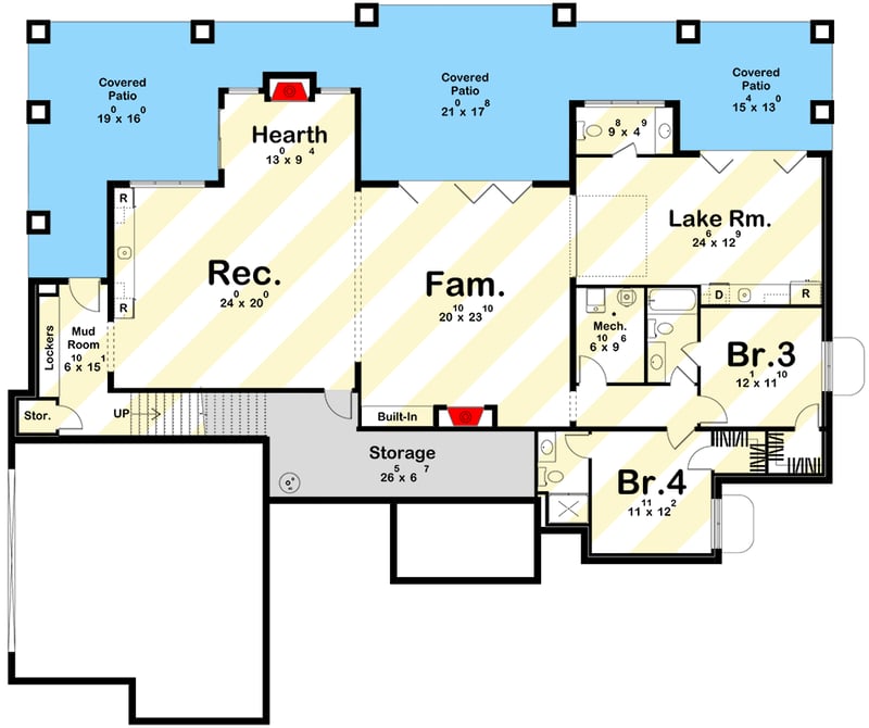 Plan 623684DJ: European Style House Plan with 2 Bedrooms and Expansive Wraparound Porch - Floor Plan - Optional Lower Level Layout ($ Paid Option) - European