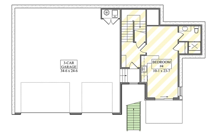 Plan 95397RW: Contemporary Three-Bedroom House Plan with Three-Car Garage and Outdoor Fireplace - Floor Plan - - Contemporary