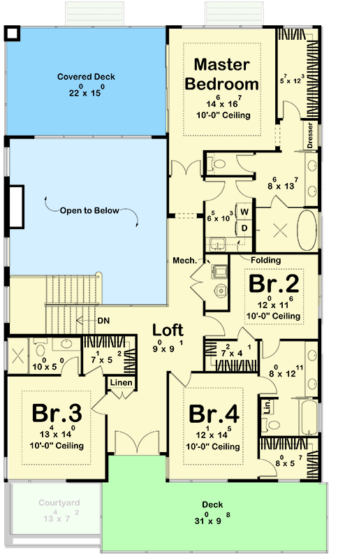 Plan 623686DJ: Stunning Contemporary House Plan Featuring Four Bedrooms and Modern Amenities - Floor Plan - - Contemporary, Modern