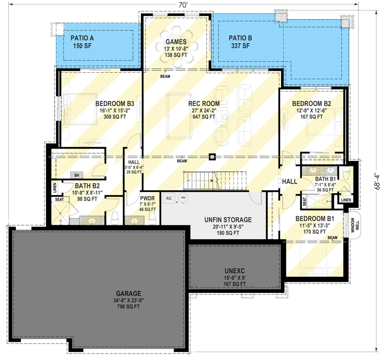 Plan Auto Plan 64578SC: Modern Farmhouse Ranch House Plan with Three Car Garage