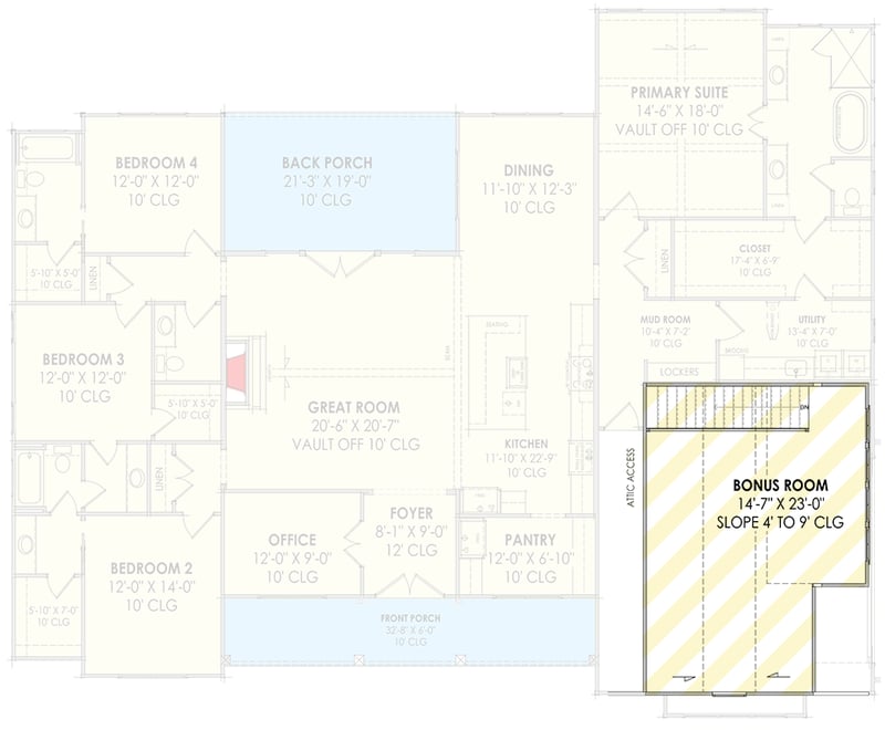 Plan 818227JSS: Modern Farmhouse House Plan with 4 Bedrooms and Split Bedroom Layout - Floor Plan -  - Country, Craftsman, Farmhouse, Modern Farmhouse
