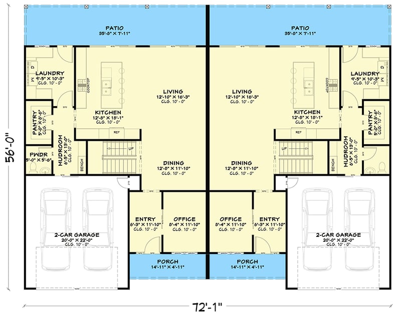 Plan 850062PKE: Contemporary Two Story House Plan with Three Bedrooms and Home Office - Floor Plan - - Contemporary
