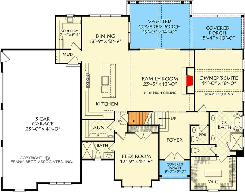 Plan 710454BTZ: Elegant European Traditional House Plan with Four Bedrooms and Three-Car Garage - Floor Plan -  - European, Southern Traditional, Traditional, Transitional