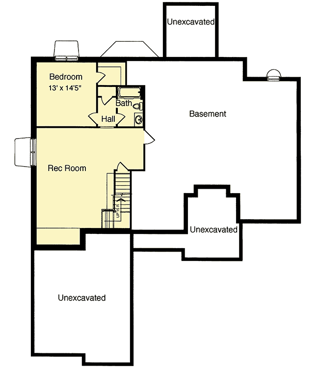 Plan 3959ST: One-Story House Plan with Basement Expansion - 2064 Sq Ft - Floor Plan - Lower Level - Ranch