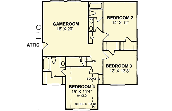 Plan 40133WM: 4-Bed Country Home Plan with Porch Off The Dining Room - 3098 Sq Ft - Floor Plan - 2nd Floor - Country, Farmhouse, Traditional