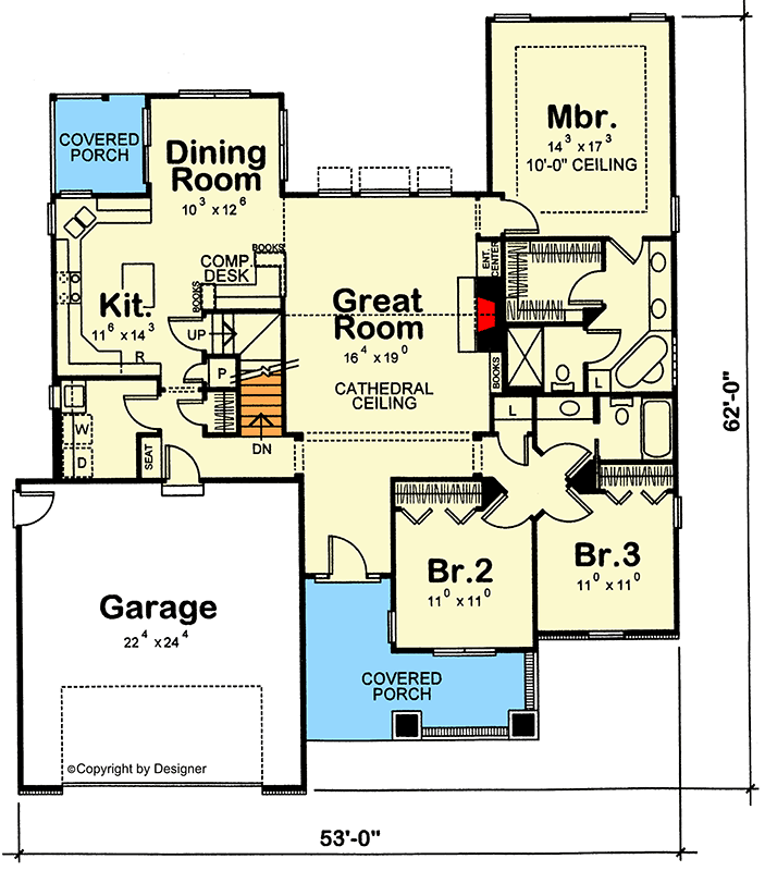 Plan 40402DB: Craftsman House Plan with Main-Floor Master and Bonus - Floor Plan - Main Level - Craftsman, Northwest