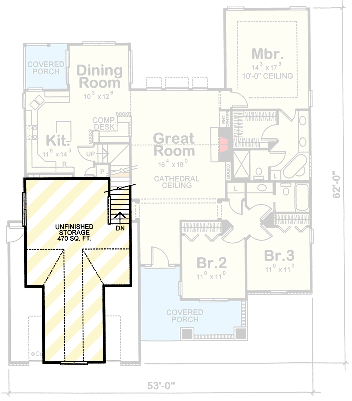 Plan 40402DB: Craftsman House Plan with Main-Floor Master and Bonus - Floor Plan - 2nd Floor - Craftsman, Northwest