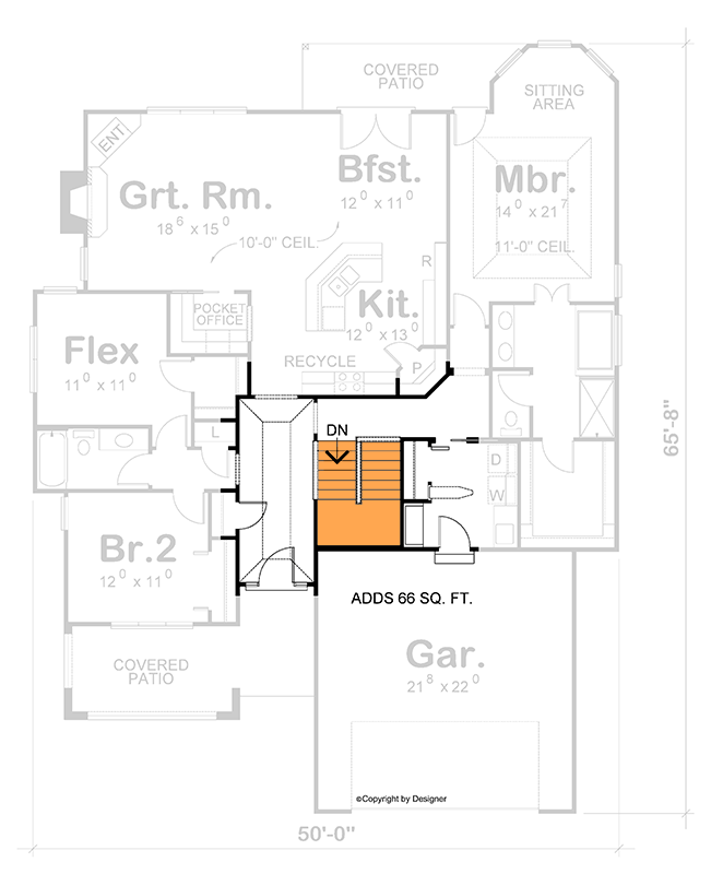 Plan 40541DB: Charming Southern Traditional House Plan with 2-3 Bedrooms - Floor Plan - Basement Stair Location - Southern, Traditional