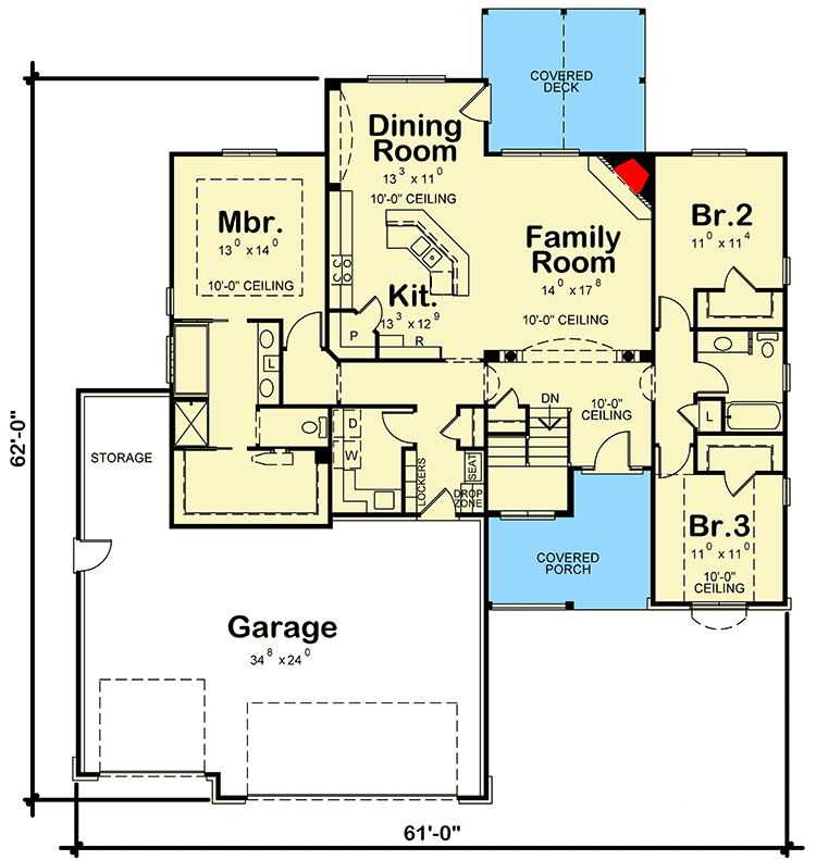 Plan 40900DB: Well-Designed Ranch House Plan - Floor Plan - Main Level - Ranch, Traditional