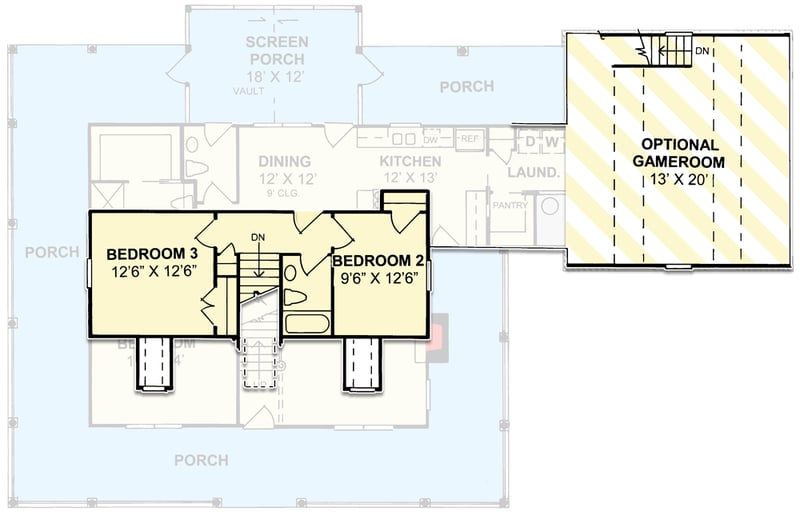 Plan 4132WM: 3-Bed Country Farmhouse Plan with Marvelous Wrap-Around Porch - 1675 Sq Ft - Floor Plan - 2nd Floor - Country, Farmhouse, Traditional