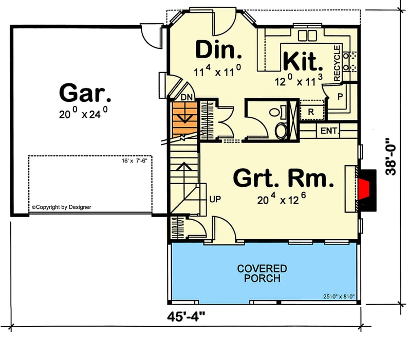 Plan 4172DB: Traditional 3-Bedroom House Plan with 2-Car Garage and Bonus Room - Floor Plan - Main Level - Country, Traditional