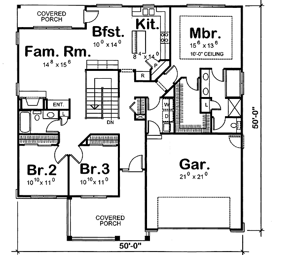 Plan 41826DB: Craftsman Charm - Floor Plan - Main Level - Cottage, Country