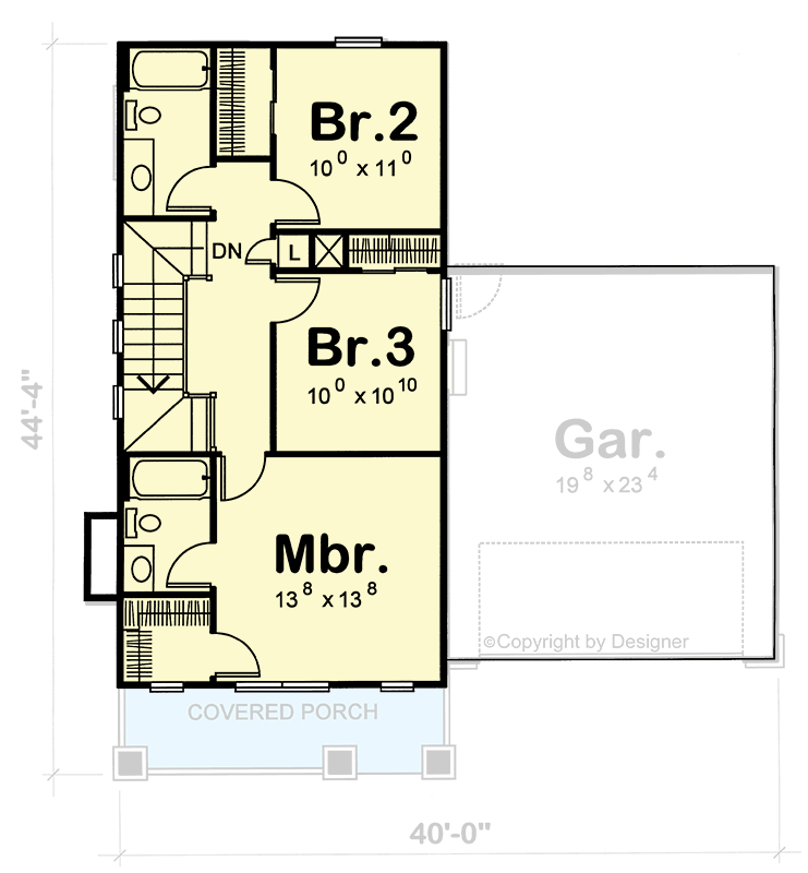 Plan 41831DB: 3-Bedroom Country Craftsman House Plan with Traditional Closed Floor Plan - Floor Plan - 2nd Floor - Country, Craftsman
