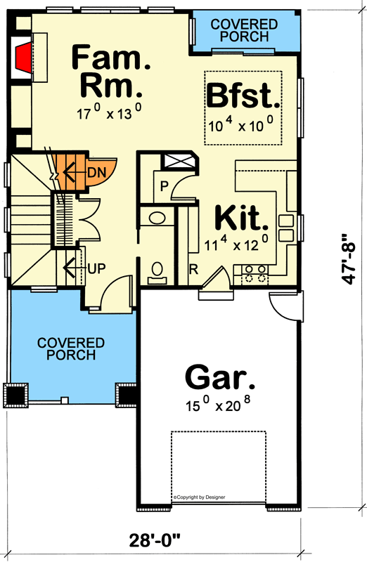 Plan 41874DB: Craftsman Home Plan with Upstairs Flex Loft - Floor Plan - Main Level - Craftsman, Traditional