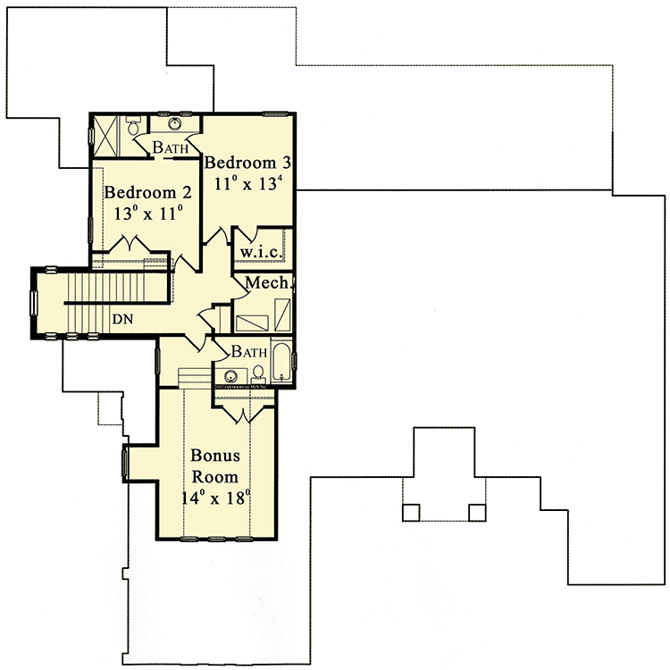 Plan 42032MJ: Spanish Influences - Floor Plan - 2nd Floor - European, Florida-Style, Mediterranean, Spanish