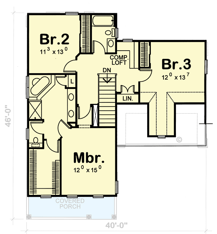 Plan 42151DB: Charming Country House Plan with 3 Beds, 2-Car Garage, and Optional Bonus - Floor Plan - 2nd Floor - Optional Layout - Country, Traditional