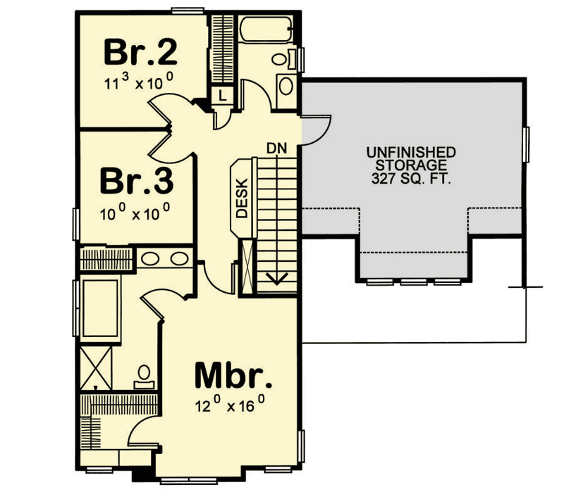 Plan 42152DB: Craftsman House Plan for the Narrow Lot - Floor Plan - 2nd Floor - Craftsman, Northwest