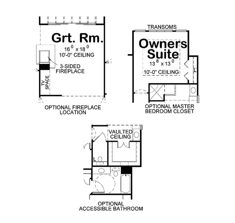 Plan 42207DB: Charming Craftsman Ranch House Plan with 2 Bedrooms and Flex Space - Floor Plan - Optional - Craftsman, Ranch
