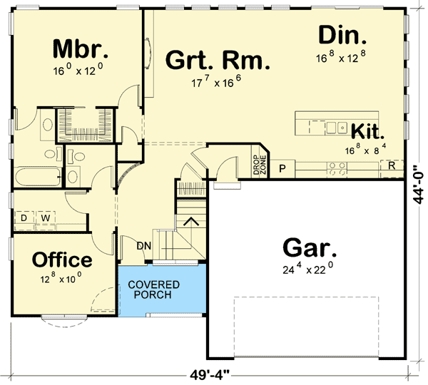 Plan 42338DB: Master on Main and Beds Below - Floor Plan - Main Level - Traditional