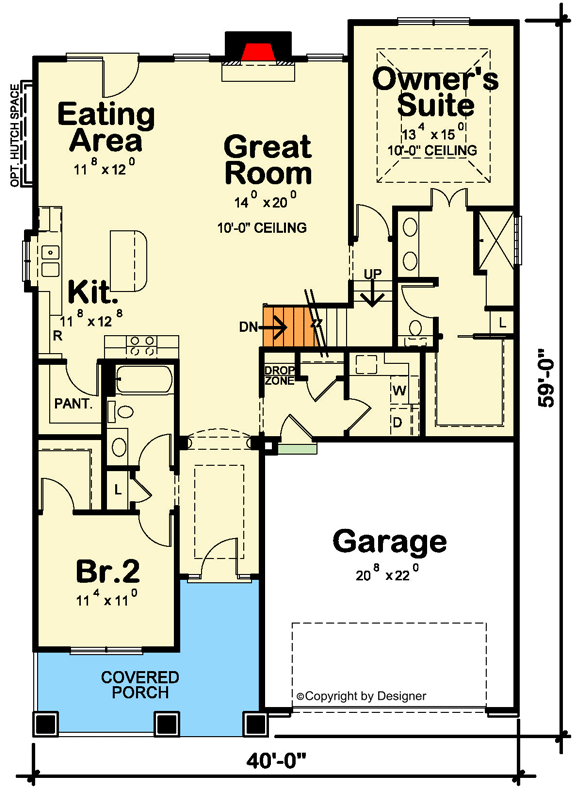 Plan 42341DB: 3-Bed Craftsman House Plan with Options - 1898 Sq Ft - Floor Plan - Main Level - Bungalow, Cottage, Country, Craftsman, Northwest, Traditional