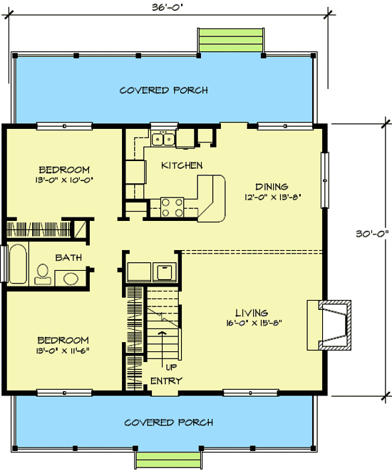 Plan 46003HC: Loft Living - Floor Plan - Main Level - Cottage, Country, Hill Country, Rustic, Vacation